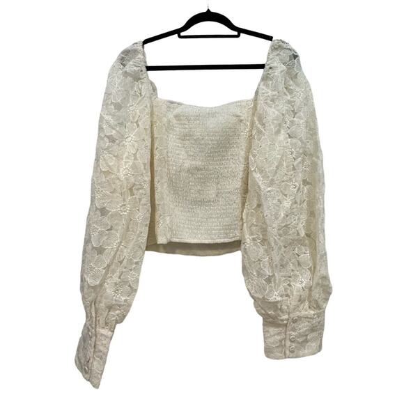 EN SAISON NWT $148 Agathe Natural Embroidered Floral Top Size 3X - Picture 5 of 10